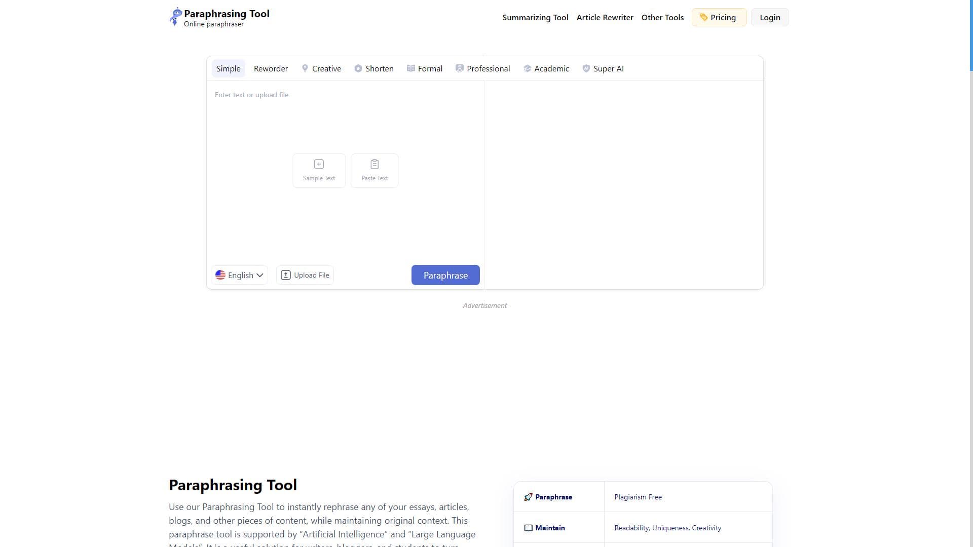Paraphrasing Tool