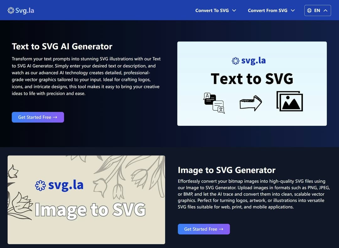 SVG.LA：在线AI SVG生成器 - 文字转矢量图，免费创建高品质SVG文件
