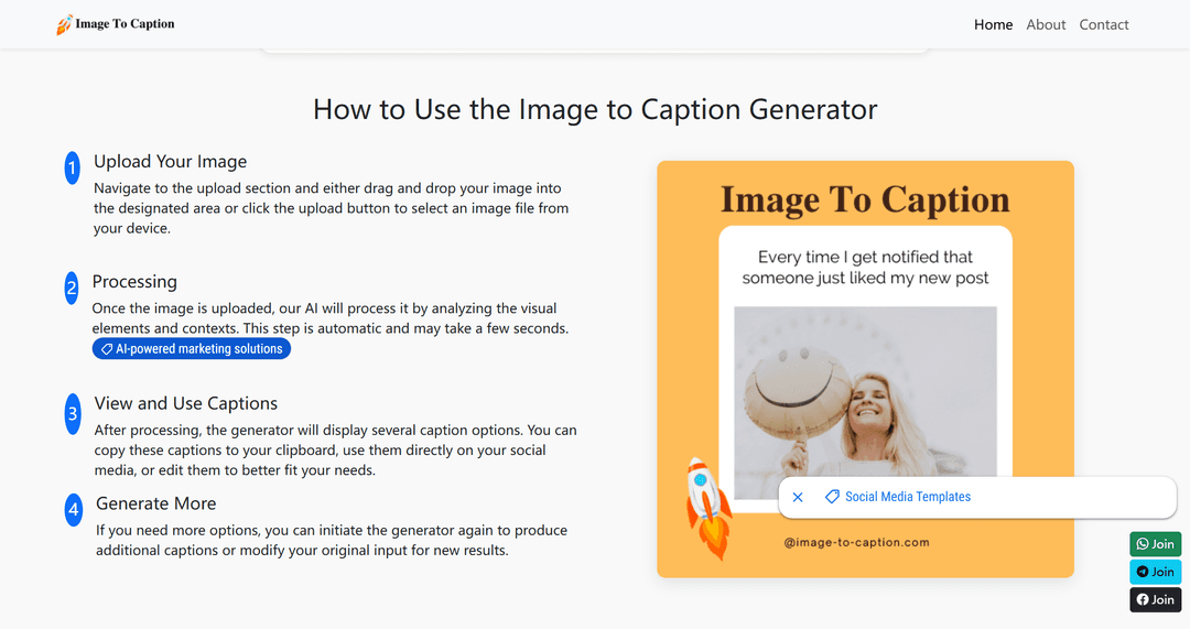Image Caption Generator - 免费在线 AI 图片描述生成器，无需登录