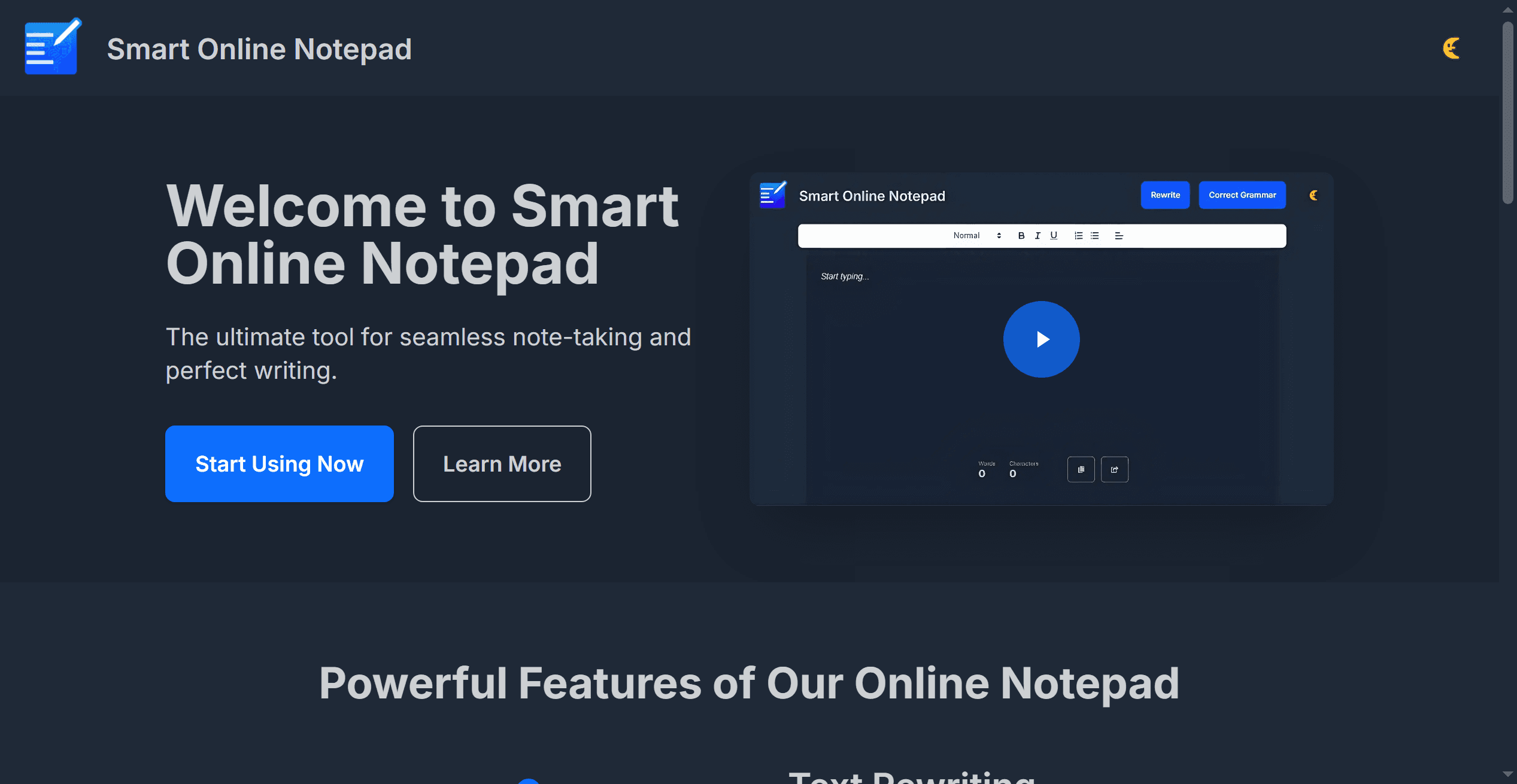 Smart Online Notepad