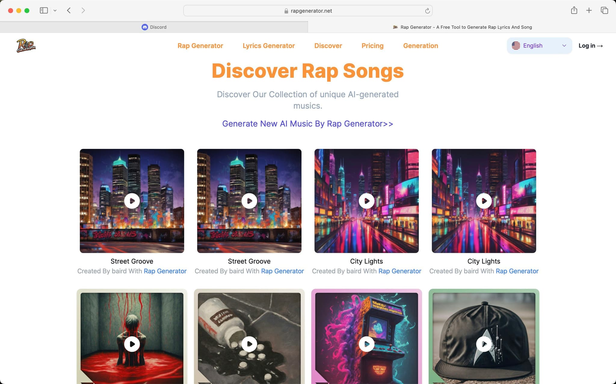 Rap Generator - 免费AI说唱生成器,在线创作歌词与歌曲