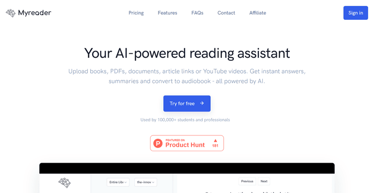 Mmreader App Myreader AI阅读助手 | 免费阅读、总结PDF和视频,转换有声书
